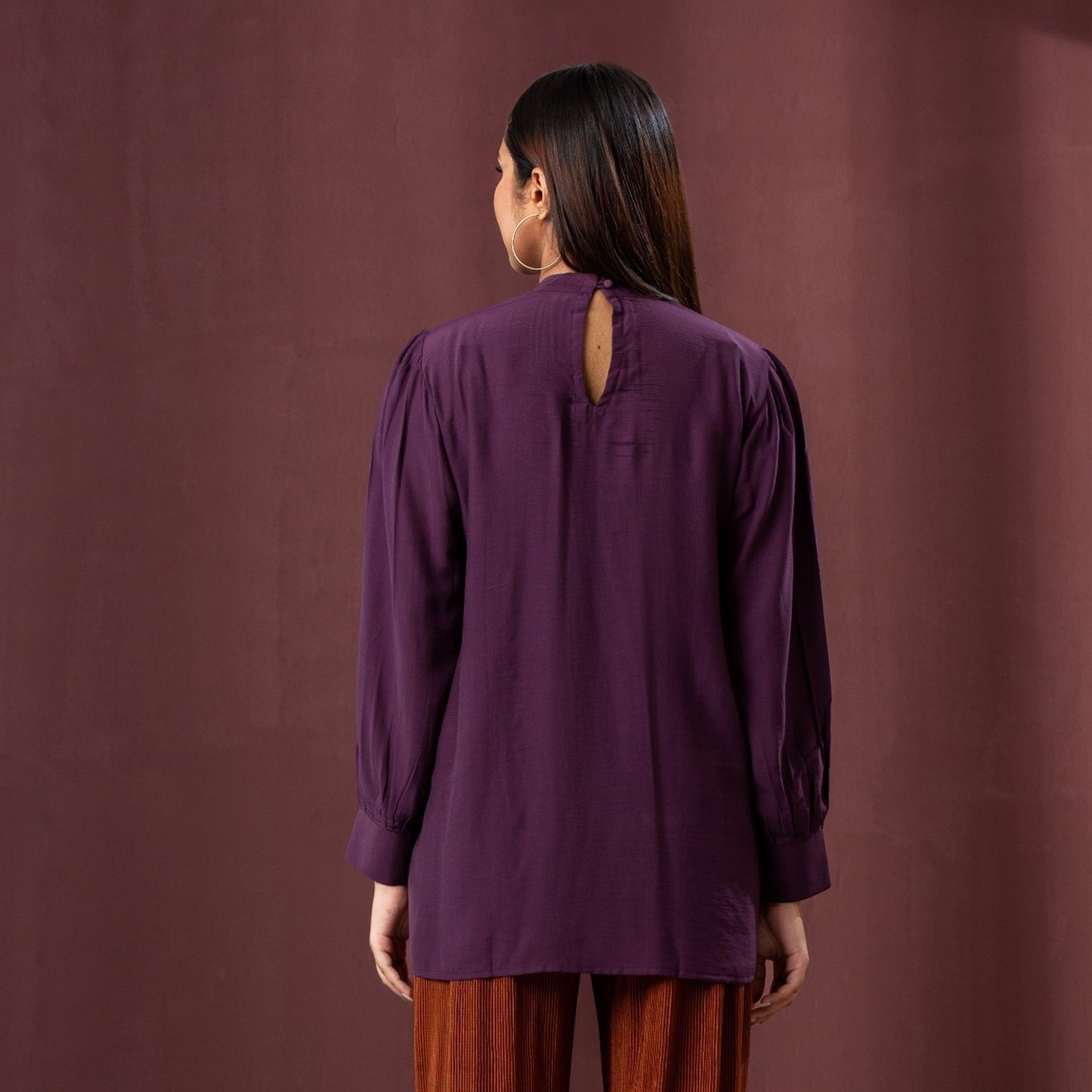 Womens Ethnic Workwear Top-Wine