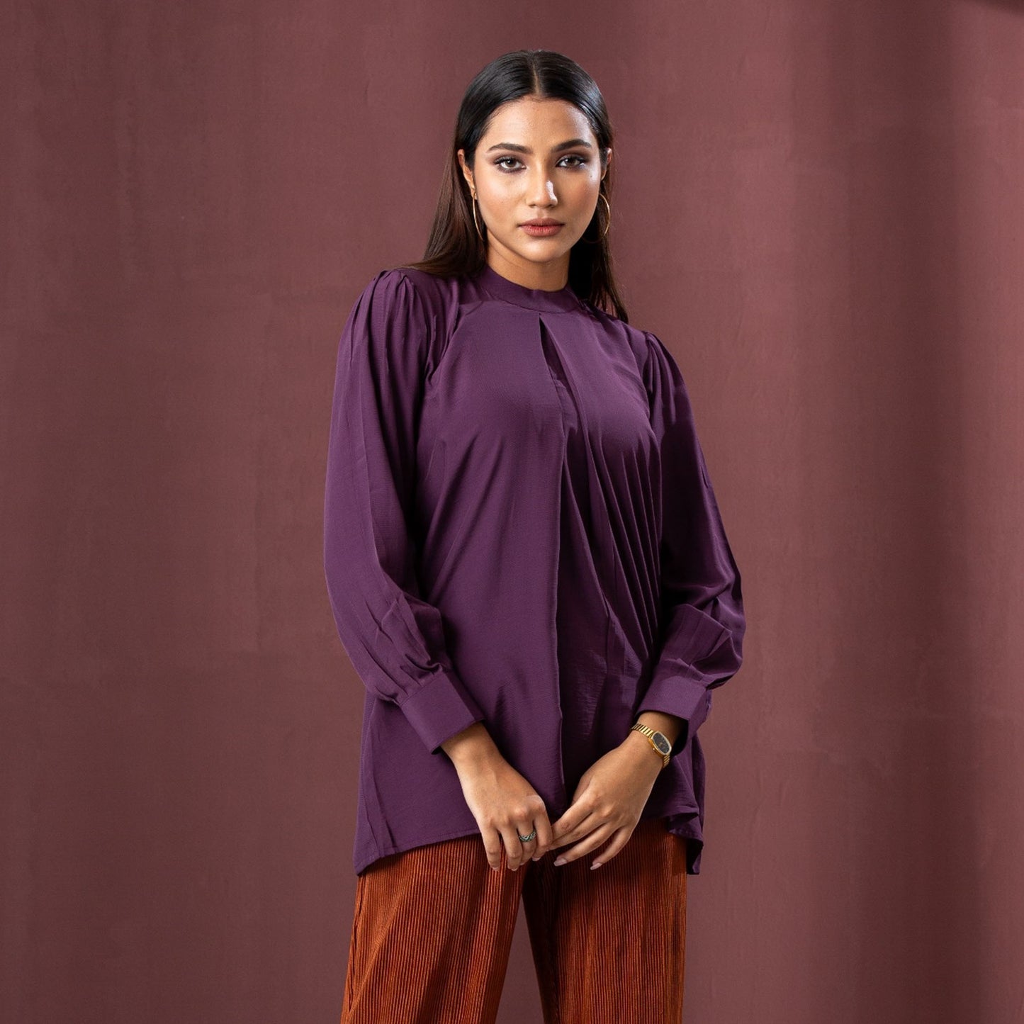 Womens Ethnic Workwear Top-Wine