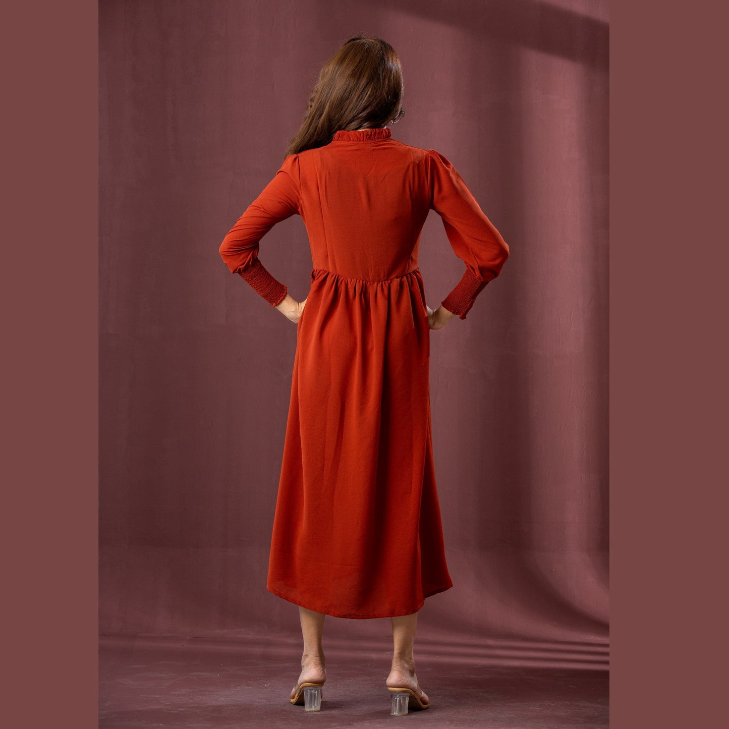 Womens Orange Georgette Dress