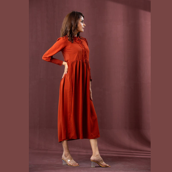 Womens Orange Georgette Dress