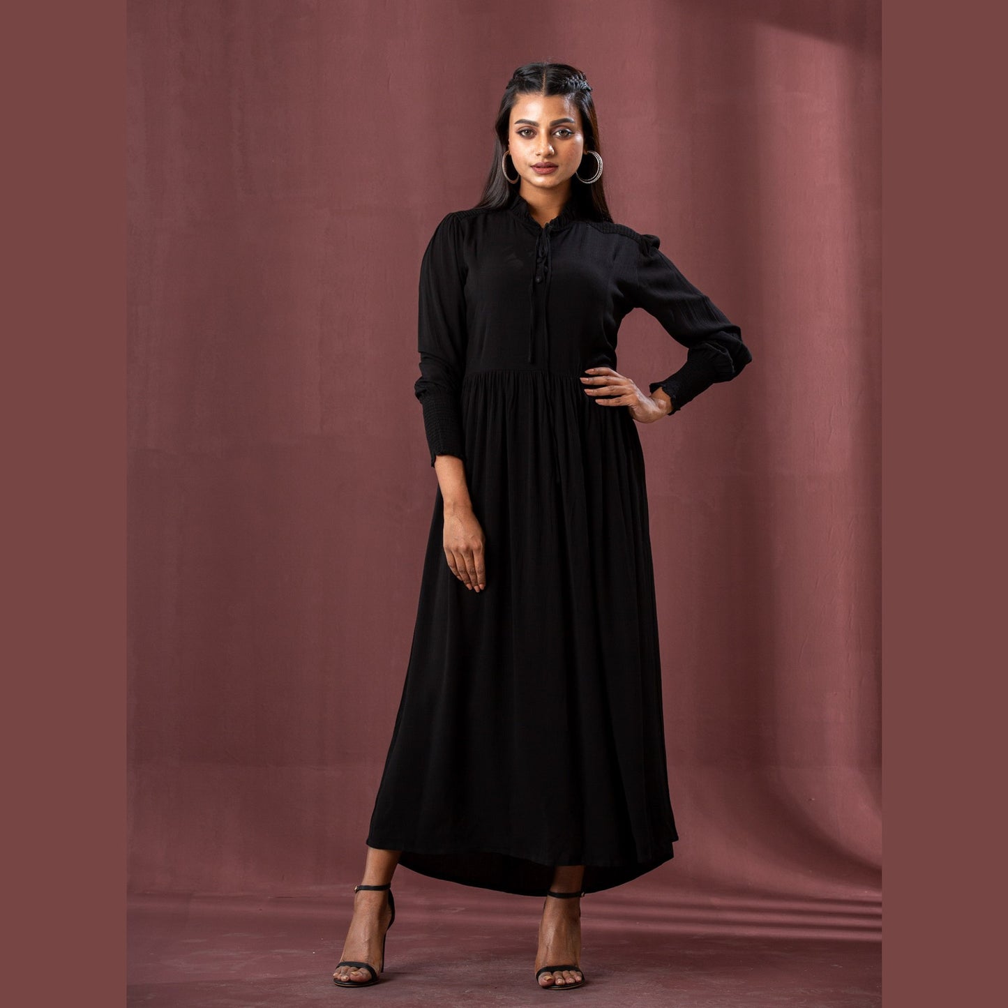 Womens Black Georgette Dress