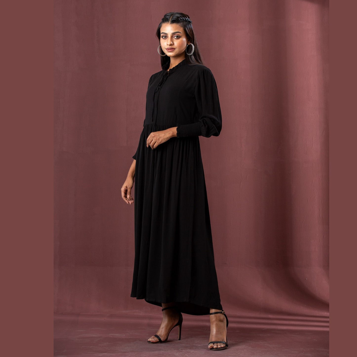 Womens Black Georgette Dress