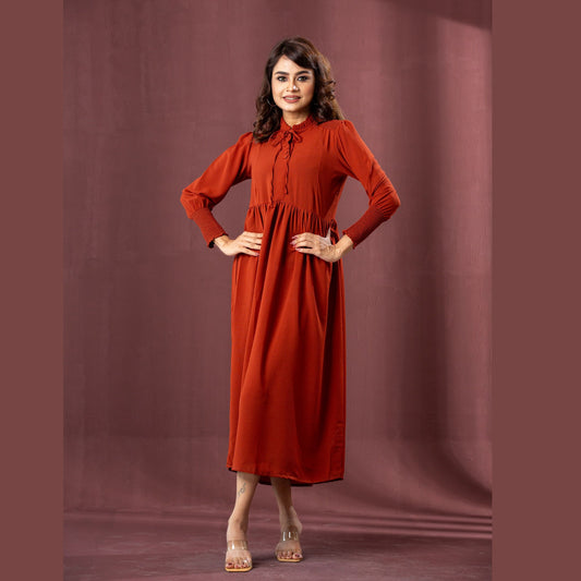 Womens Orange Georgette Dress