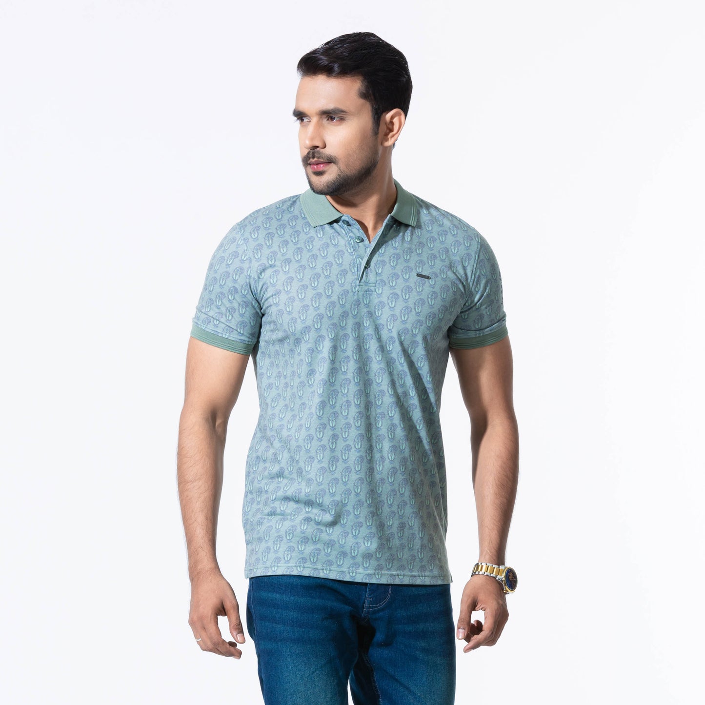 Mens Green Polo T-Shirt