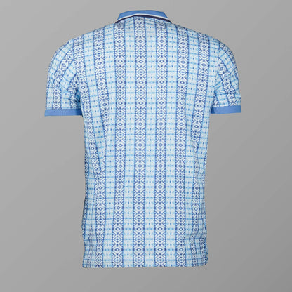 Mens White & Sky Blue Polo