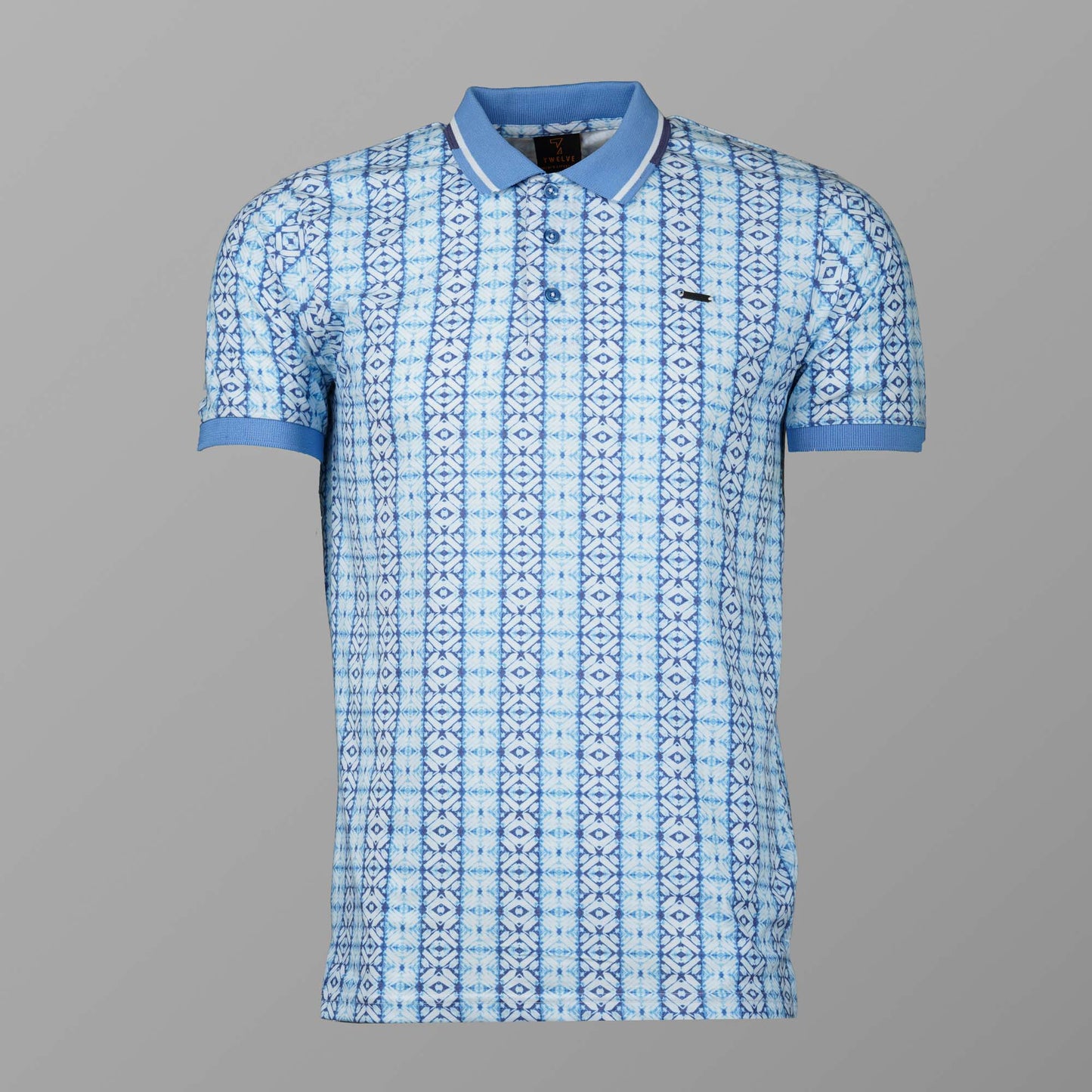 Mens White & Sky Blue Polo