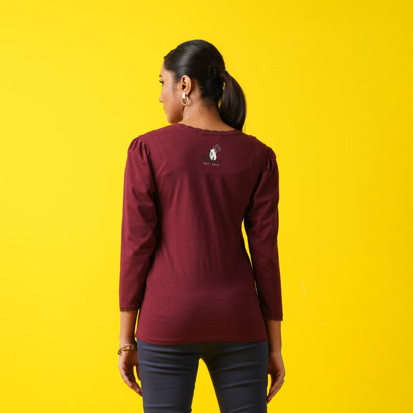 LADIES T- SHIRT-MAROON