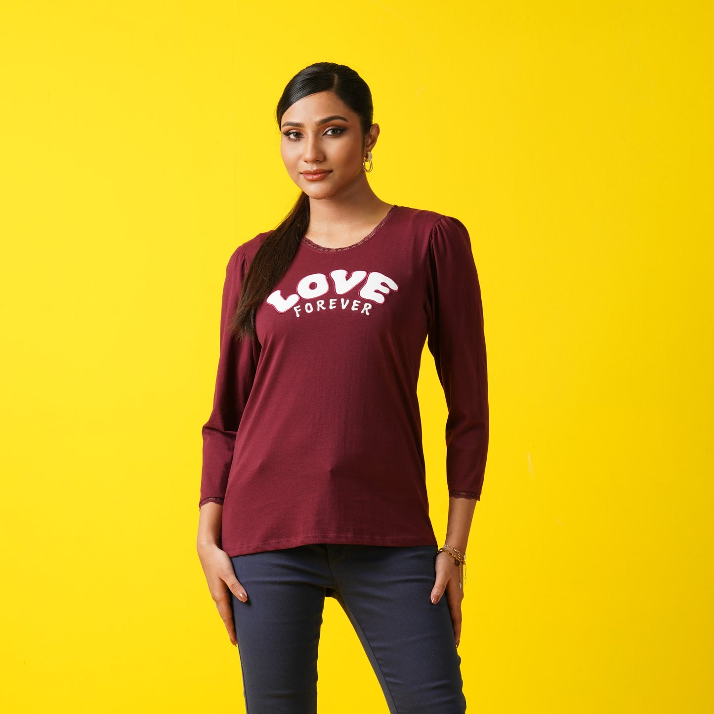 Womens T- Shirt-Maroon