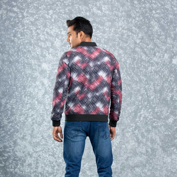 MENS REVERSIBLE BOMBER- MAROON/AOP