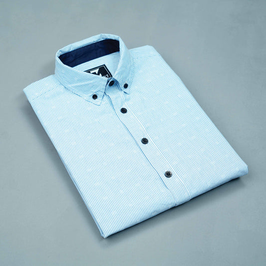 MENS LONG SLEEVE SHIRT- SKY STRIPE ( color issue)