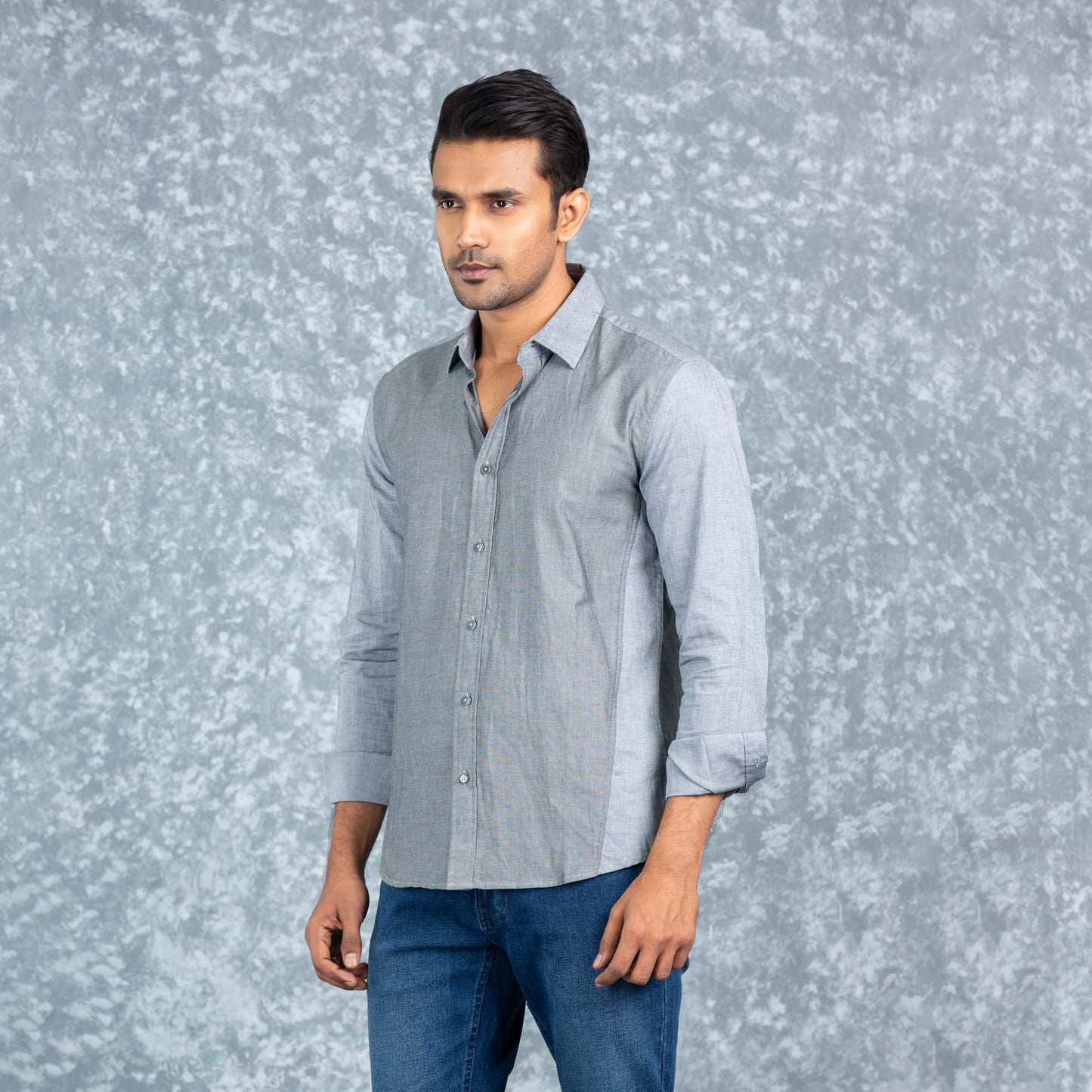 Mens Grey Chambray Shirt