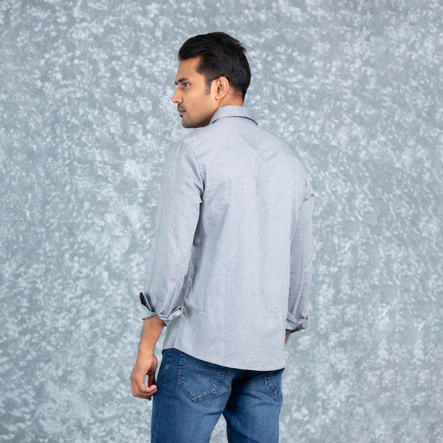 Mens Grey Chambray Shirt