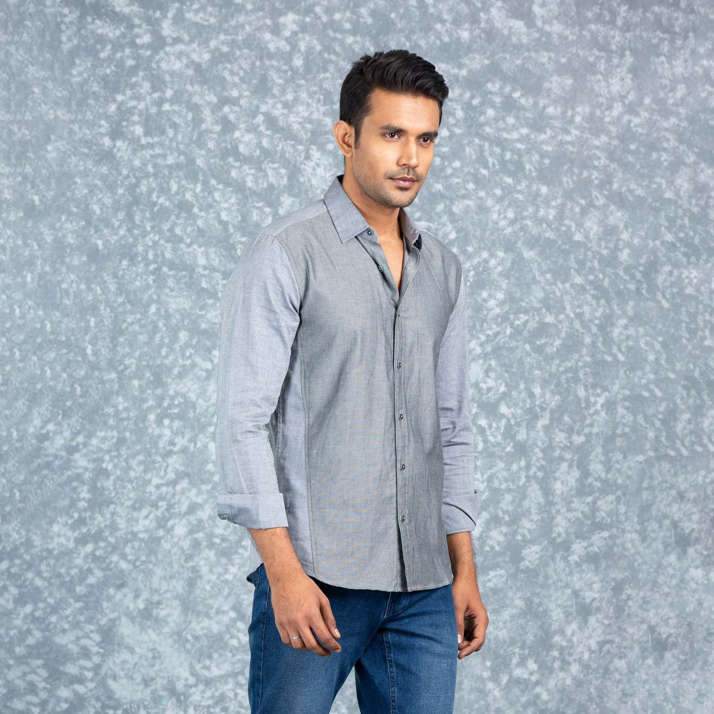 Mens Grey Chambray Shirt