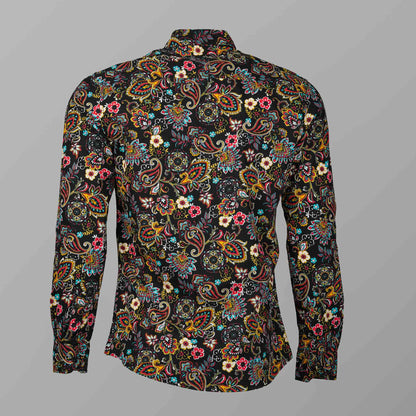 Mens Black & Yellow Printed Shirt