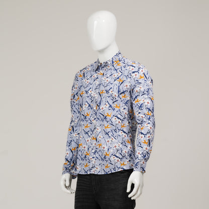 Mens Sky & Yellow Long Sleeve Shirt