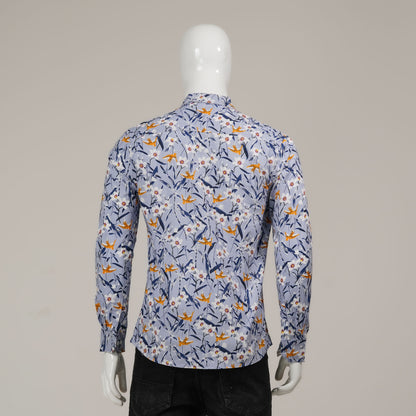 Mens Sky & Yellow Long Sleeve Shirt