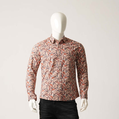 Mens Cream Blue L/S Shirt