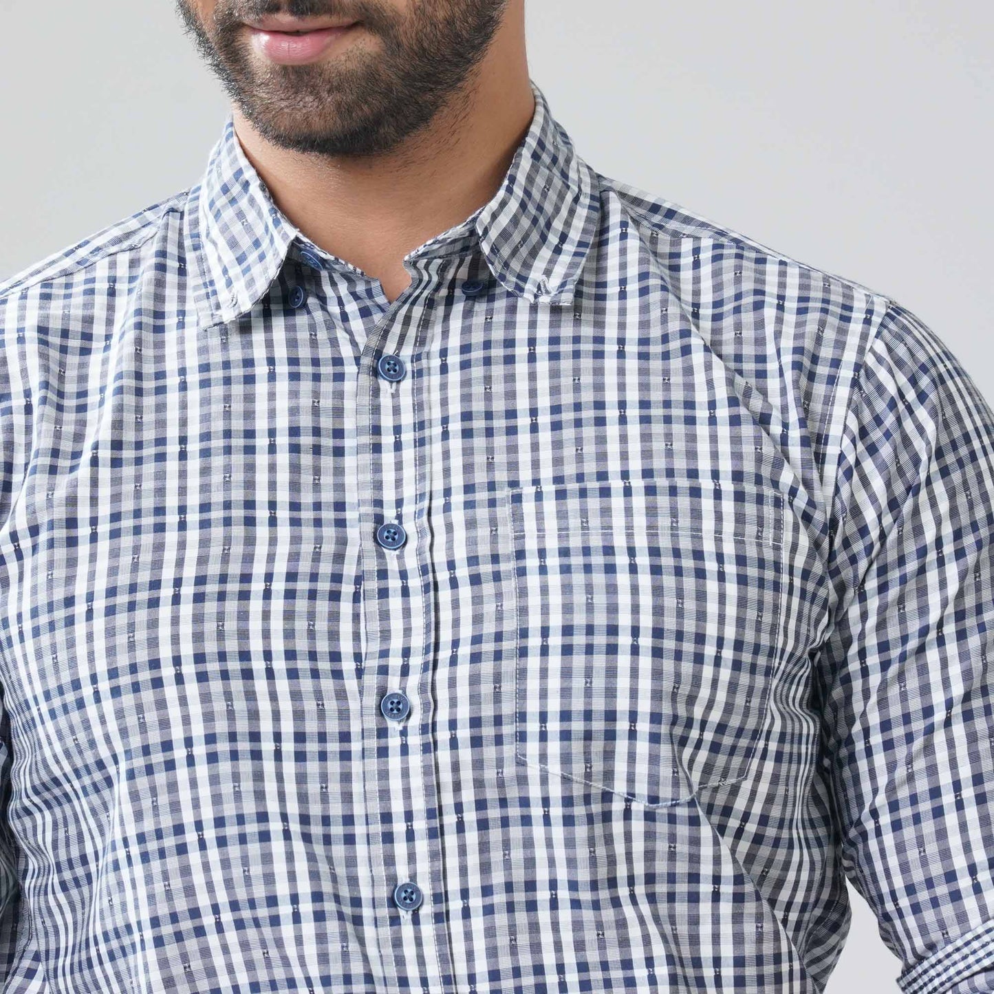 Mens Navy & White Shirt