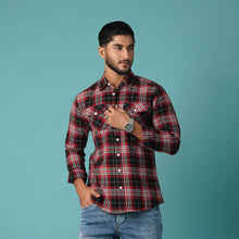 Load image into Gallery viewer, Men’s Red Black Check Shirt
