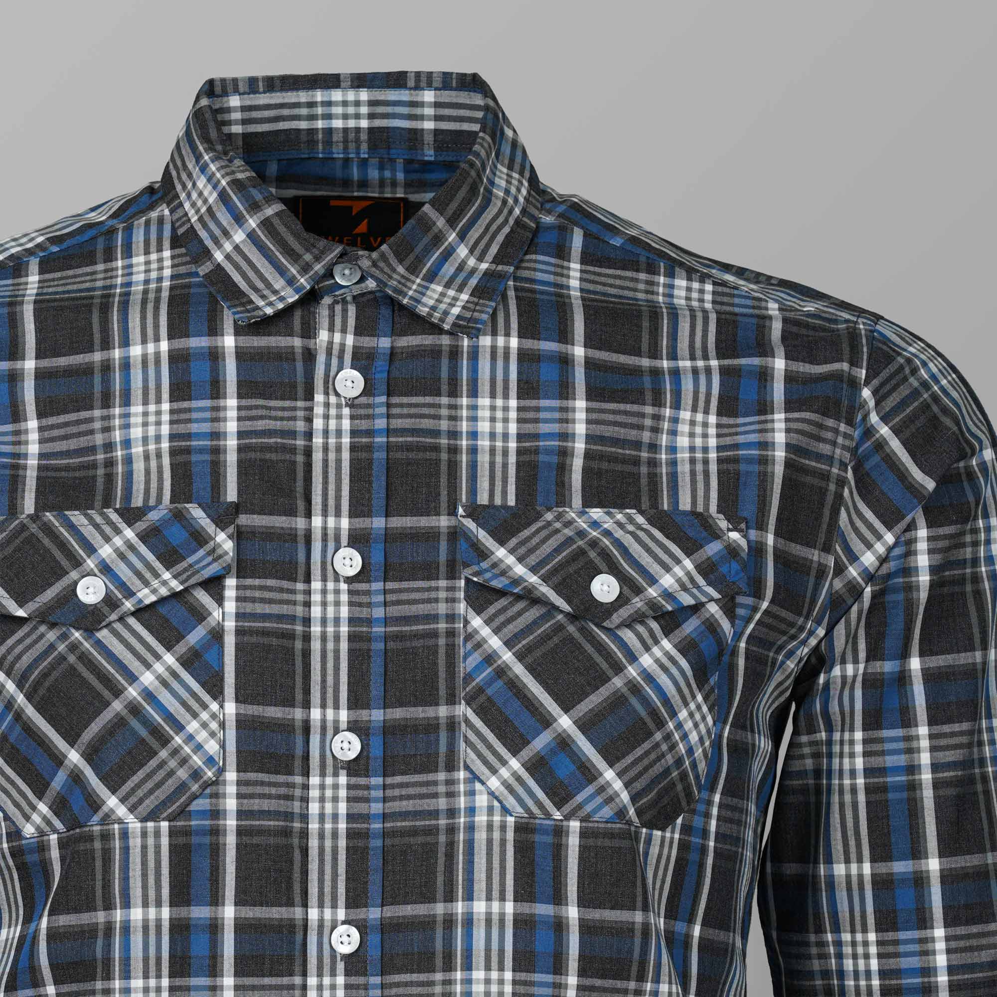 Mens Black & Blue Check Shirt – TwelveBd