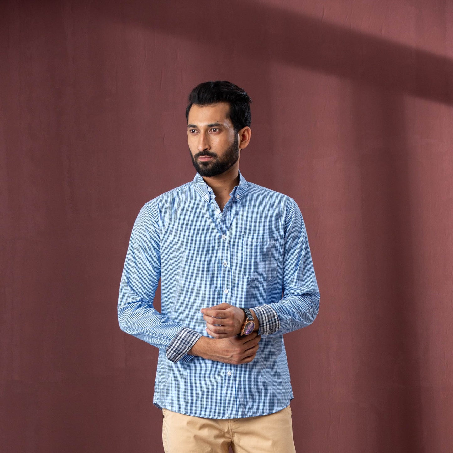 Mens Blue Check Shirt