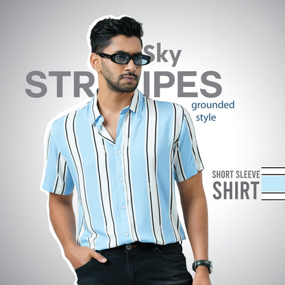 Mens Sky Blue Short Sleeve Shirt