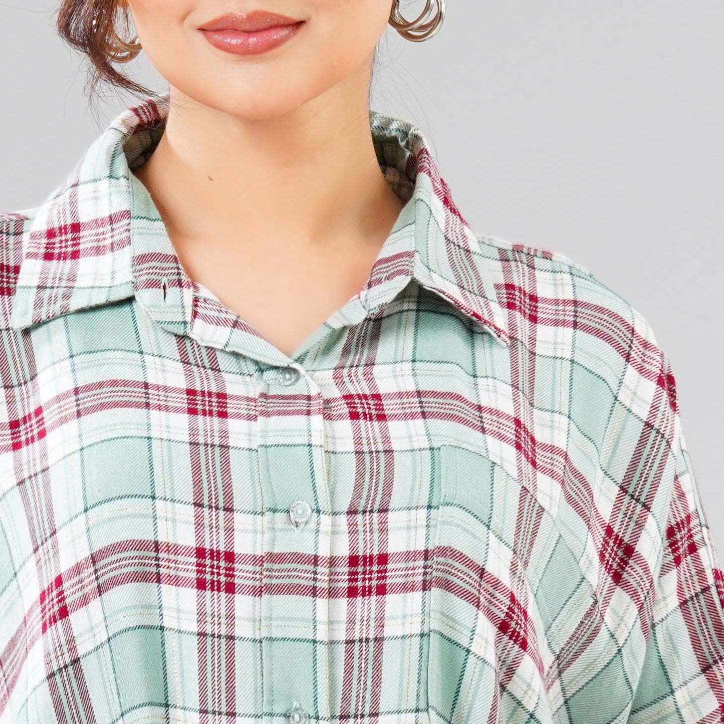 Women Green Check Shirt