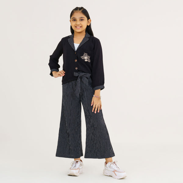 Girls Black 2-Piece Ethnic Set