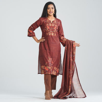 Women Blended Silk Three Piece Set