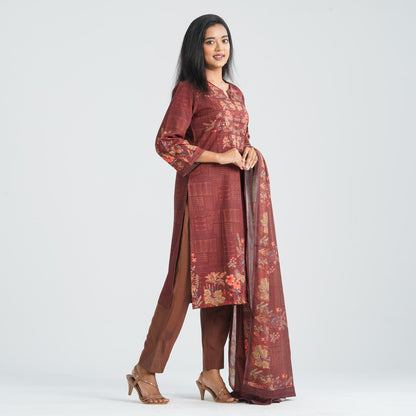 Women Blended Silk Three Piece Set