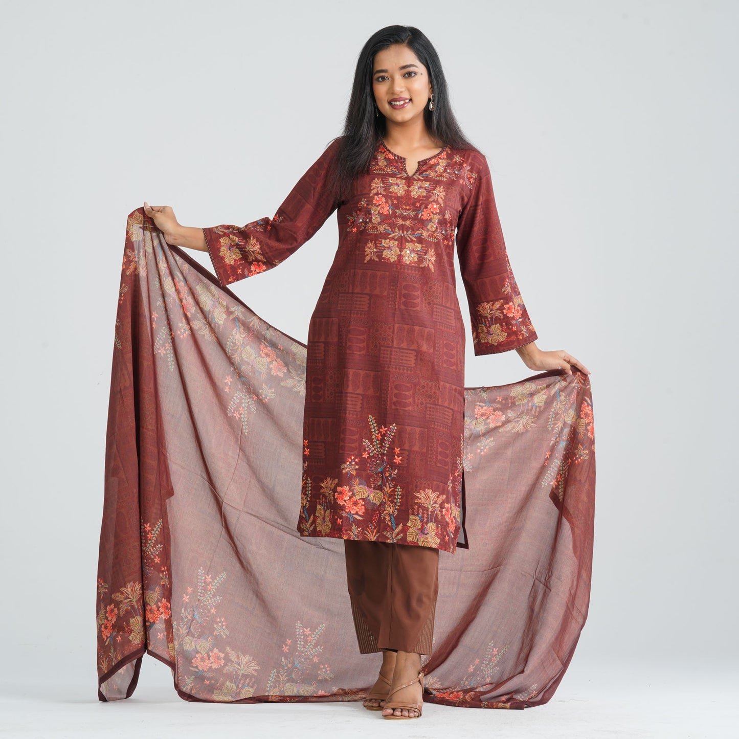 Women Blended Silk Three Piece Set