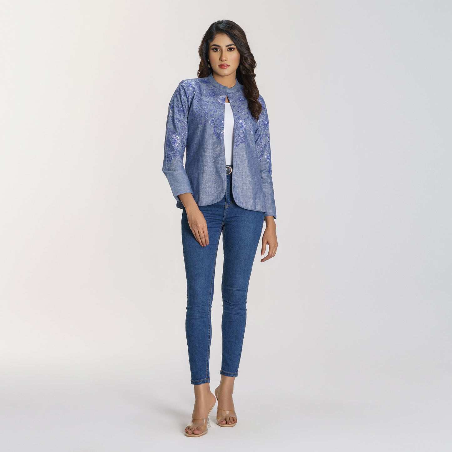 Womens Blue Ethnic Jacket