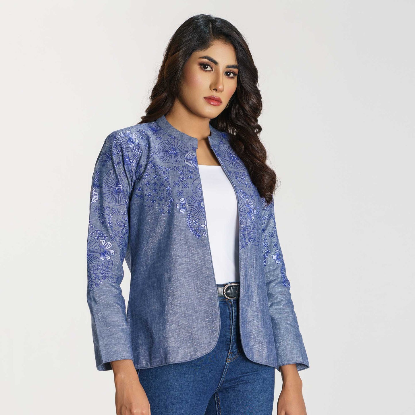 Womens Blue Ethnic Jacket