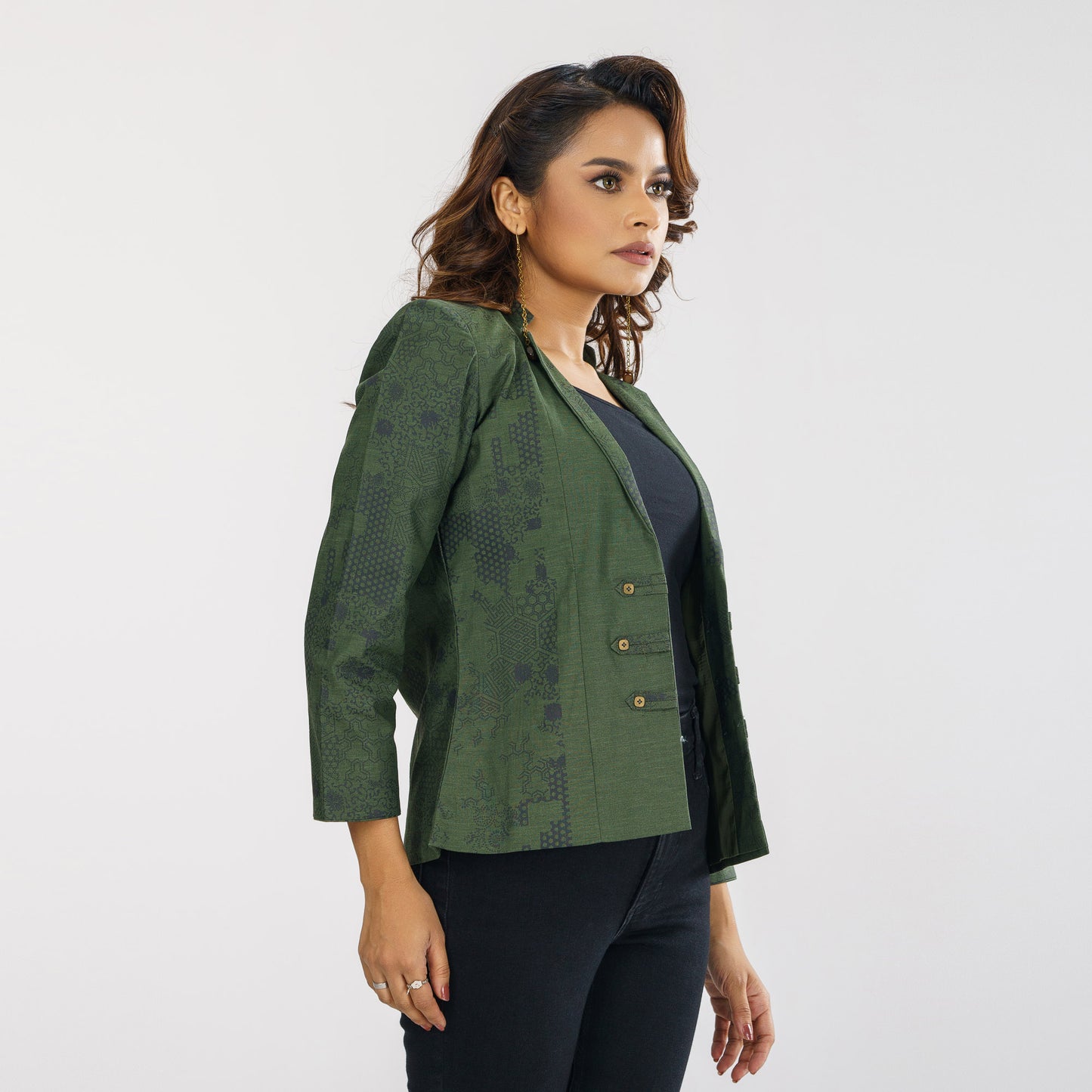 Womens Green Ethnic Jacket