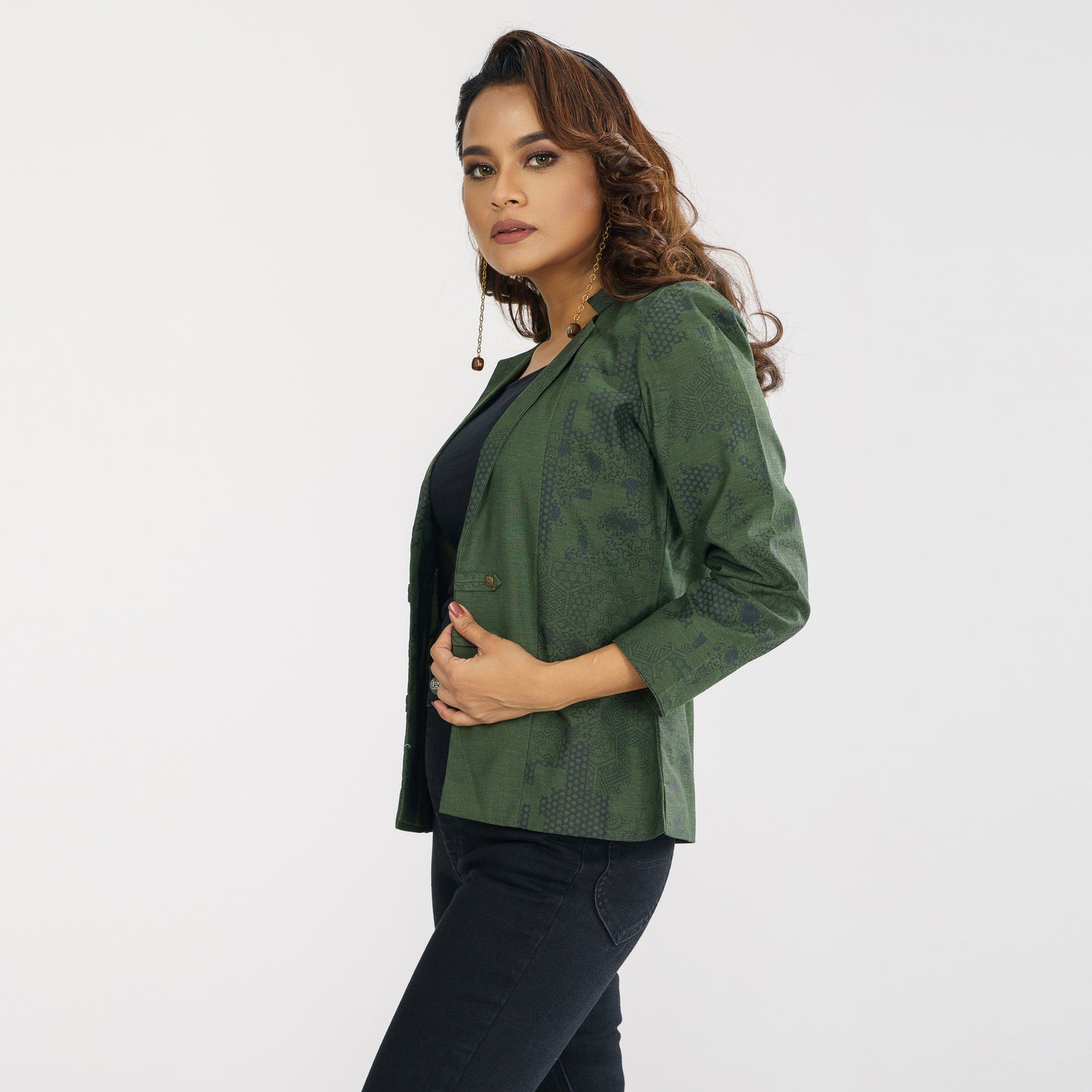 Womens Green Ethnic Jacket