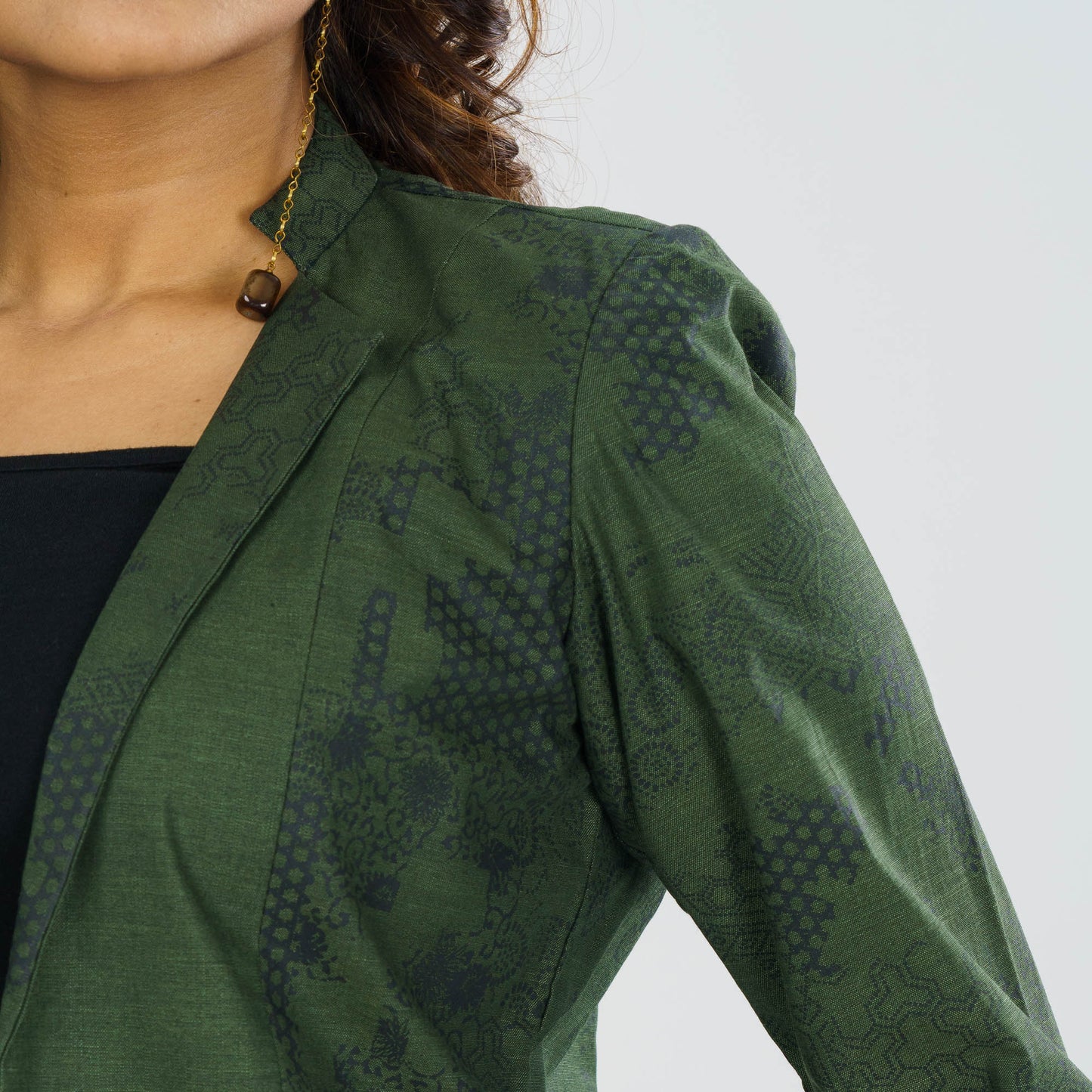 Womens Green Ethnic Jacket