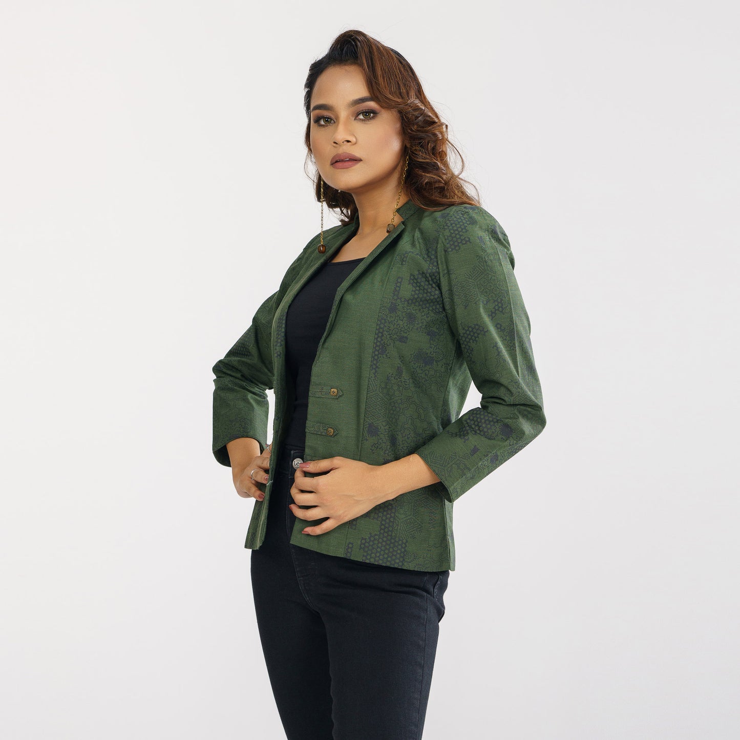 Womens Green Ethnic Jacket