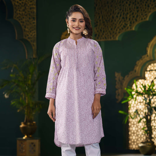 Women Lavender Print Kurti