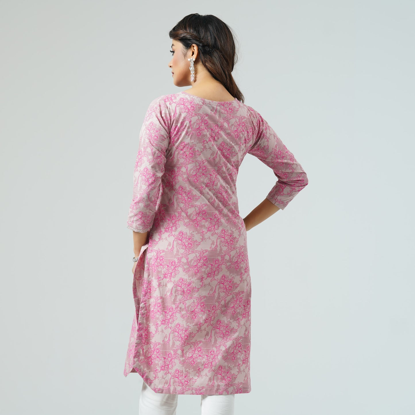 Womens Dustyt Pink Printed Kurti