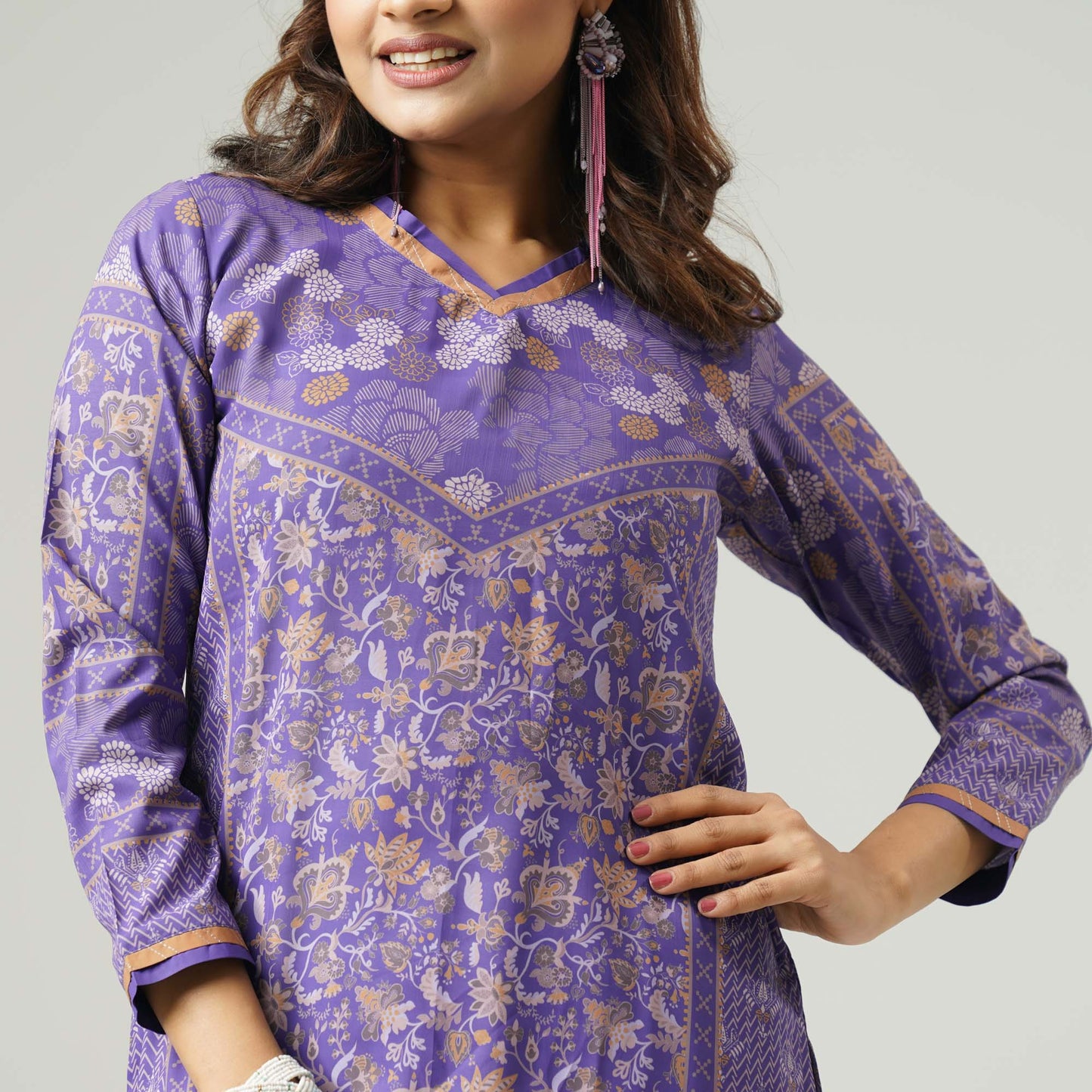 Womens Ethnic Purple Kurti