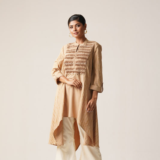 Womens Ethnic Fusion Kurti-Beige