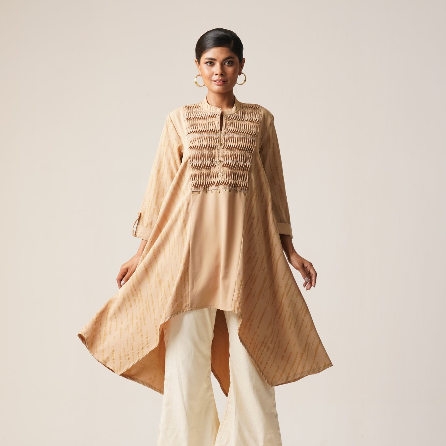 Womens Ethnic Fusion Kurti-Beige