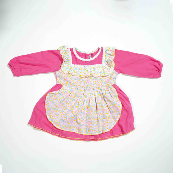 NEW BORN GIRLS FROCK- PINK