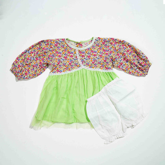 New Born Girls Frock - Lime Green