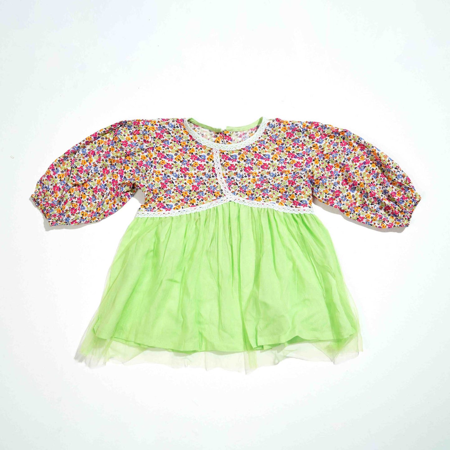 New Born Girls Frock - Lime Green
