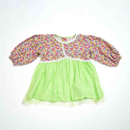 New Born Girls Frock - Lime Green