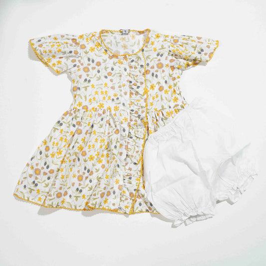 New Born Girls Frock Off White