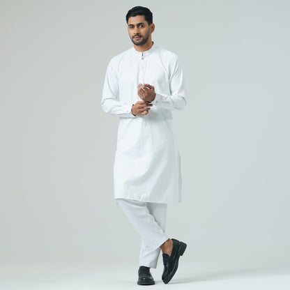 Mens White Basic Panjabi