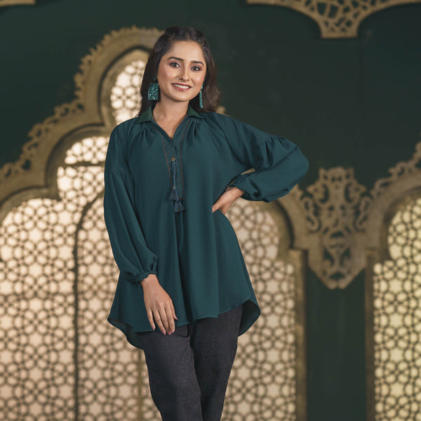 ETHNIC TOPS-FOREST GREEN