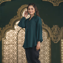 Load image into Gallery viewer, ETHNIC TOPS-FOREST GREEN
